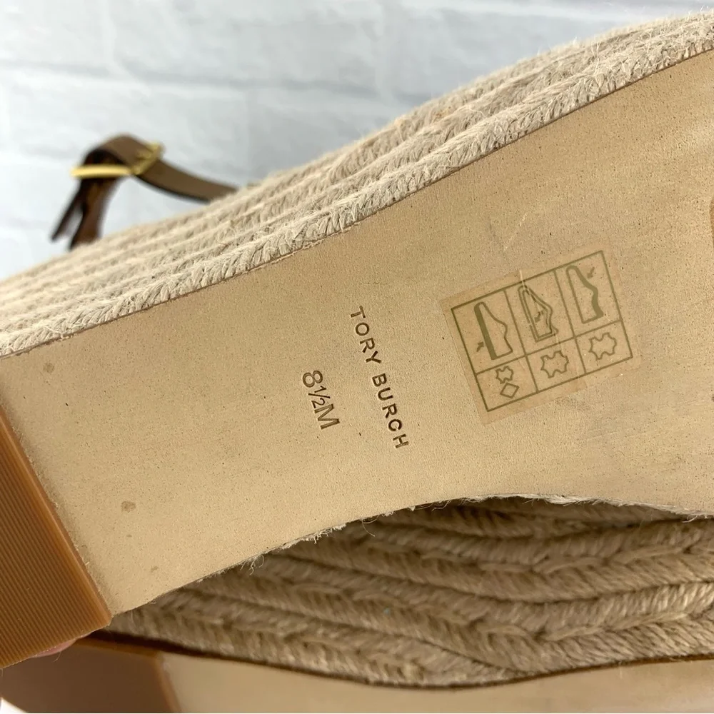 NEW! Tory Burch Basketweave Beige Espadrilles Wedges Size 8.5 $348